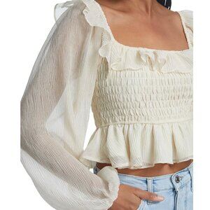 EN SAISON Cropped Smocked Ruffle